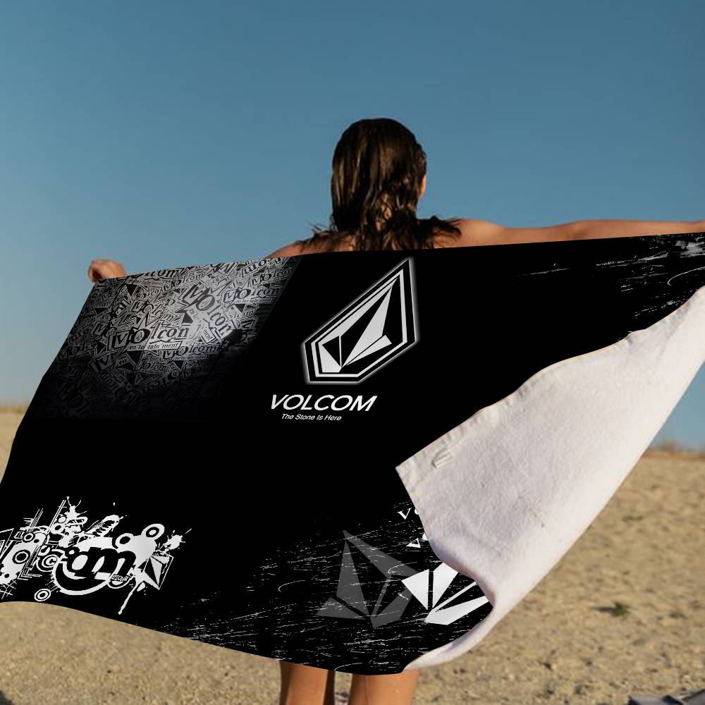 V-Volcom LOGO Coperta alla Moda in Microfibra Asciugatura Rapida Teli da Spiaggia Stampa Oversize Super Assorbente Coperta Telo Piscina