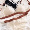 Set intimo sexy per donna Set reggiseno senza ferretto Set reggiseno push up con coppa triangolare in pizzo francese Lingerie romantica con colori di giunzione