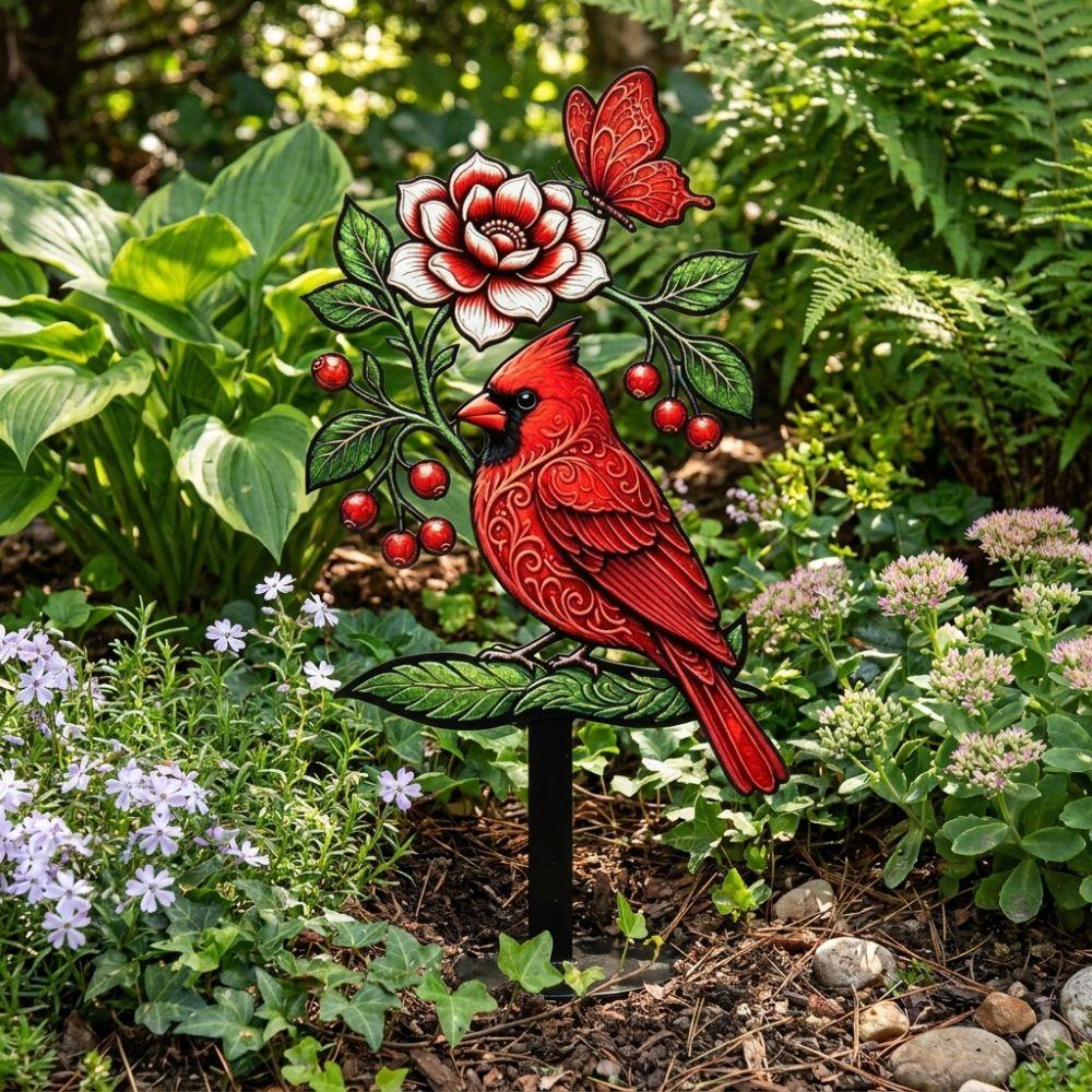 Decorative Floral Bird Garden Stake Acrylic Yard Lawn Ornament  Outdoor Lawn Use