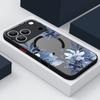Magnetic Flowers Print Phone Case For iPhone Air 17 16 15 Pro Max 13 12 Pro 14 Plus 11 For Magsafe Wireless Charge Acrylic Cover