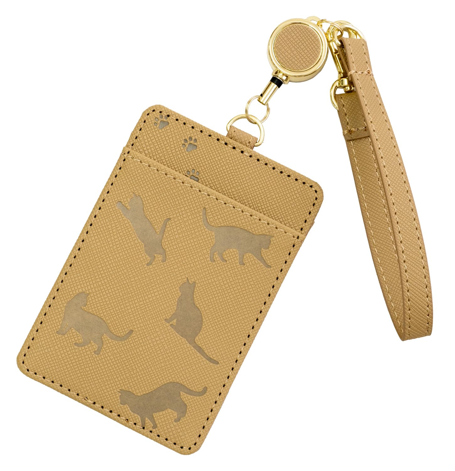 

Mukojima Automotive Parts Manufacturing I Love Cats After All Pass Case, Greige, with Reel, Double-Sided, IC Card Case, Employee ID Card Case, with