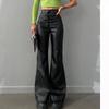 Fashion Sexy High Waist Trousers Flared Pants Leather Pants Women's