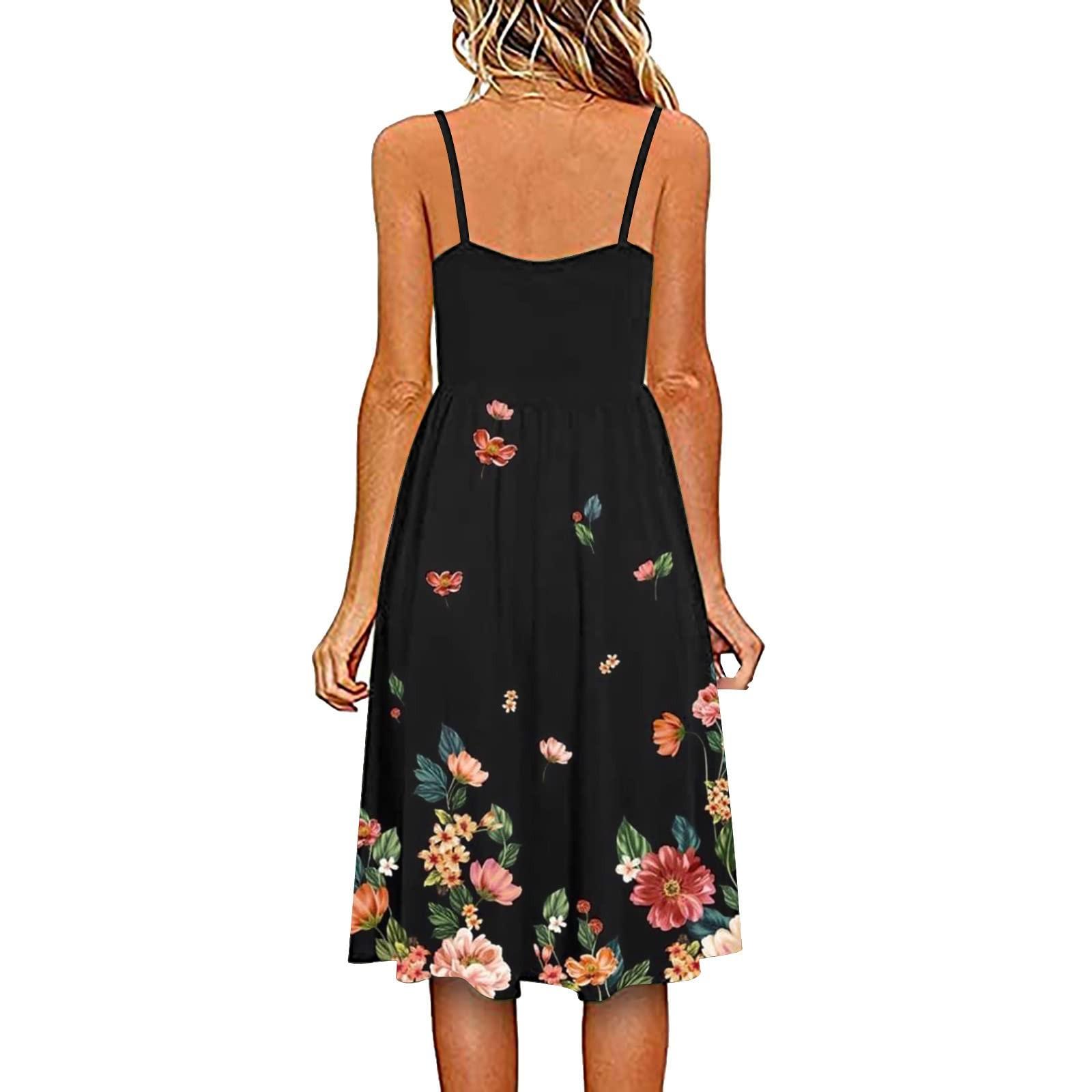 Женское летнее платье с V-образным вырезом на бретельках трапециевидной формы — фото 6