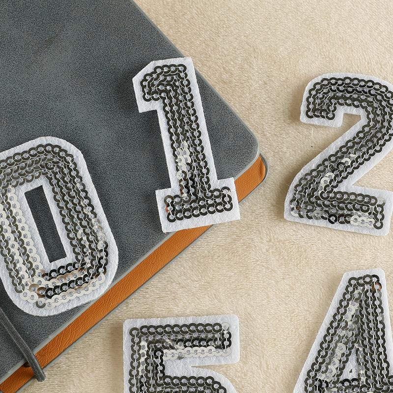 Embroidery Gold Silk Towel Embroidery Cloth Label 0 To 9 Hand Account DIY Clothing Patch Sticker Accessories L Sequined Embroidery Cloth Sticker