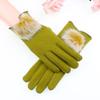 Warm gloves autumn and winter women's bow thickened fleece cold-proof outdoor riding non-inverted fleece touch screen gloves