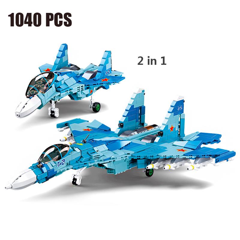 Military Carrier Aircraft Gunship Eagle Stealth Fighter Building Block Sets Classic War Airplane Bricks Kid Educational Toy