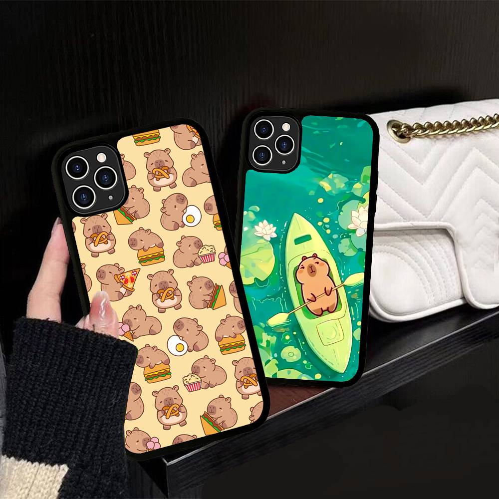 Cute Capybara Phone Case For IPhone 17 16 Pro Max Air 13 12 Mini 14 15 Plus 11 PC+TPU Back Cover