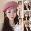 Solid Color Wool Berets Hat Warm French Artist Hat Autumn Winter Plain Cap  for Women