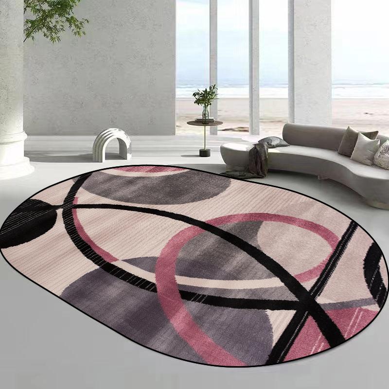 Modern Style Oval Carpets for Living Room Abstract Home Decoration Mat Large Bedroom Rug Non-slip Coffee Tables Mat Washable