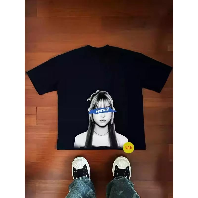 2025 Girl Group NewJeans MINJI HANNI DANIELLE HAERIN HYEIN Original High Quality Designer Short Sleeve T-shirt Fans Fashion Top