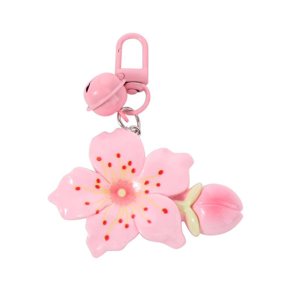 Милый Брелок-Подвеска Цветок Персика из Смолы Тюльпан Лотос Цветок Персика Сладкий с Колокольчиком Брелок для Ключей от Машины Подарки