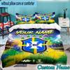 Custom Name Brazi Football Team 3PCS Bedding Set For Bedroom Dormitory,Including 1pc Duvet Cover And 2pcs Pillowcases Large size Fan gift