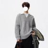 Light luxury ruffian handsome lazy style men's lapel fake two-piece heavy sweater casual fashion retro versatile knitted polo