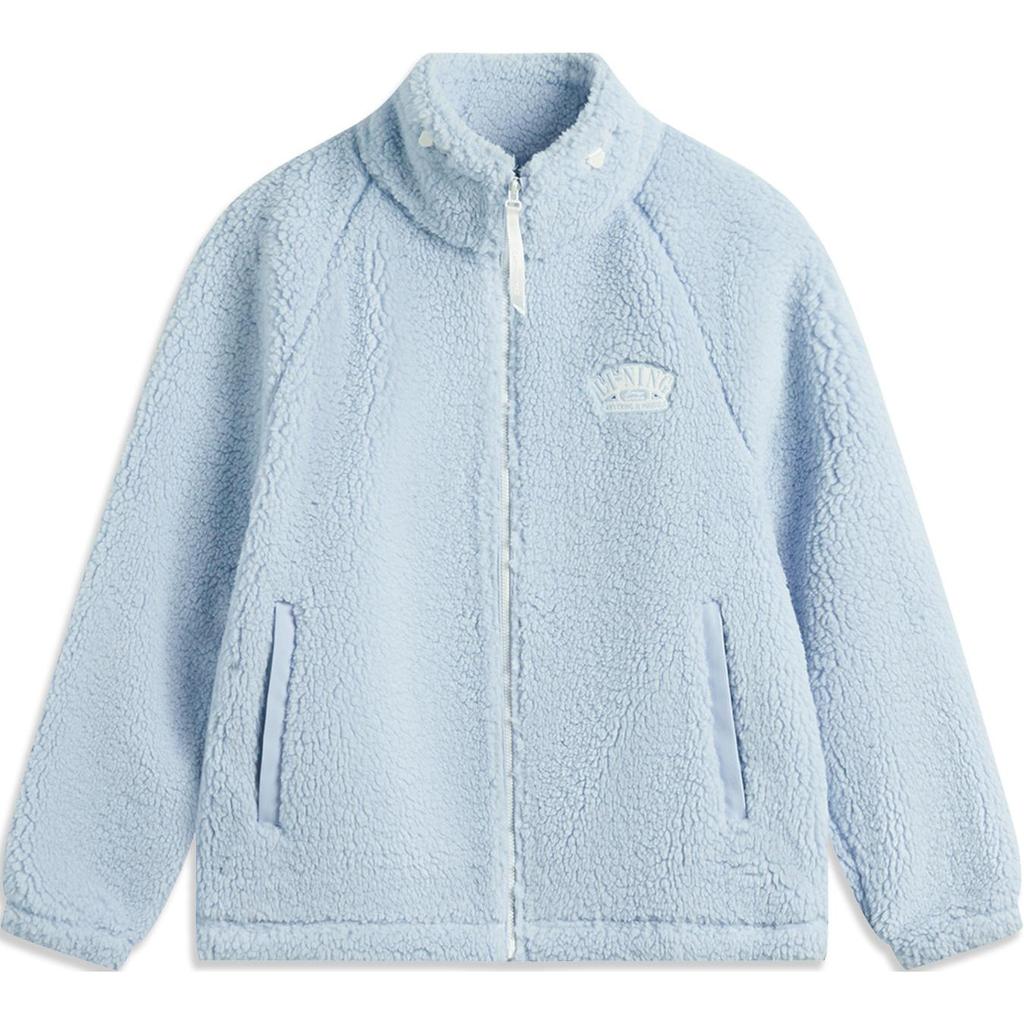 Li Ning Comfortable Casual Minimalist Stand Collar Zipper Fleece Jacket Women Jackets Cloud-Blue AFDUD66-3