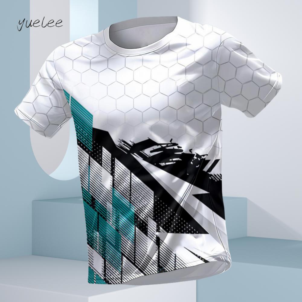 Men Fashion Colorful Stripe 3d Printed T-shirt Oversized Casual Sports Tops Soft Slightly Elastic Breathable 3D Printed Short Sleeve T-shirt