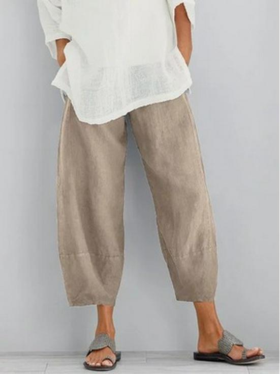 Elastic Waist Cotton Linen Loose Casual Pants for Women - Spring/Summer Collection
