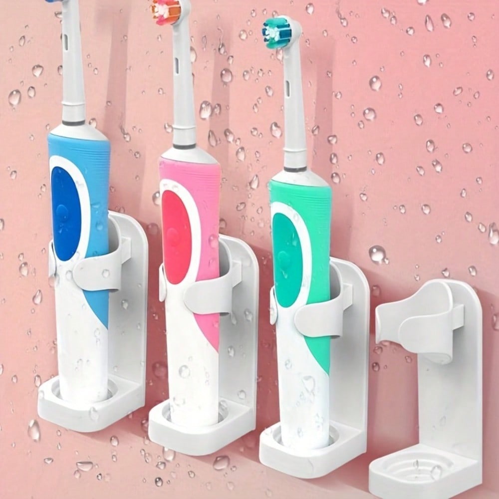 Wall-Mounted Storage Rack For Electric Toothbrushes, Adhesive Type, No Drilling Required, Toothbrush Head Holder