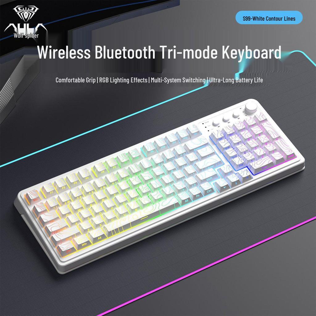 Teclado Mecánico Portátil Wolf Spider S99pro – Tres Modos, Diseño Colorido, con Pantalla, para Oficina y Gaming.