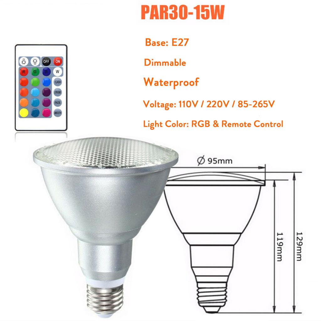 Dimmable RGB PAR30 PAR38 Par Light E27 15W 25W LED Spotlight Bulb Flood Lamp Remote Control Multicolor Home Decoration 110V 220V