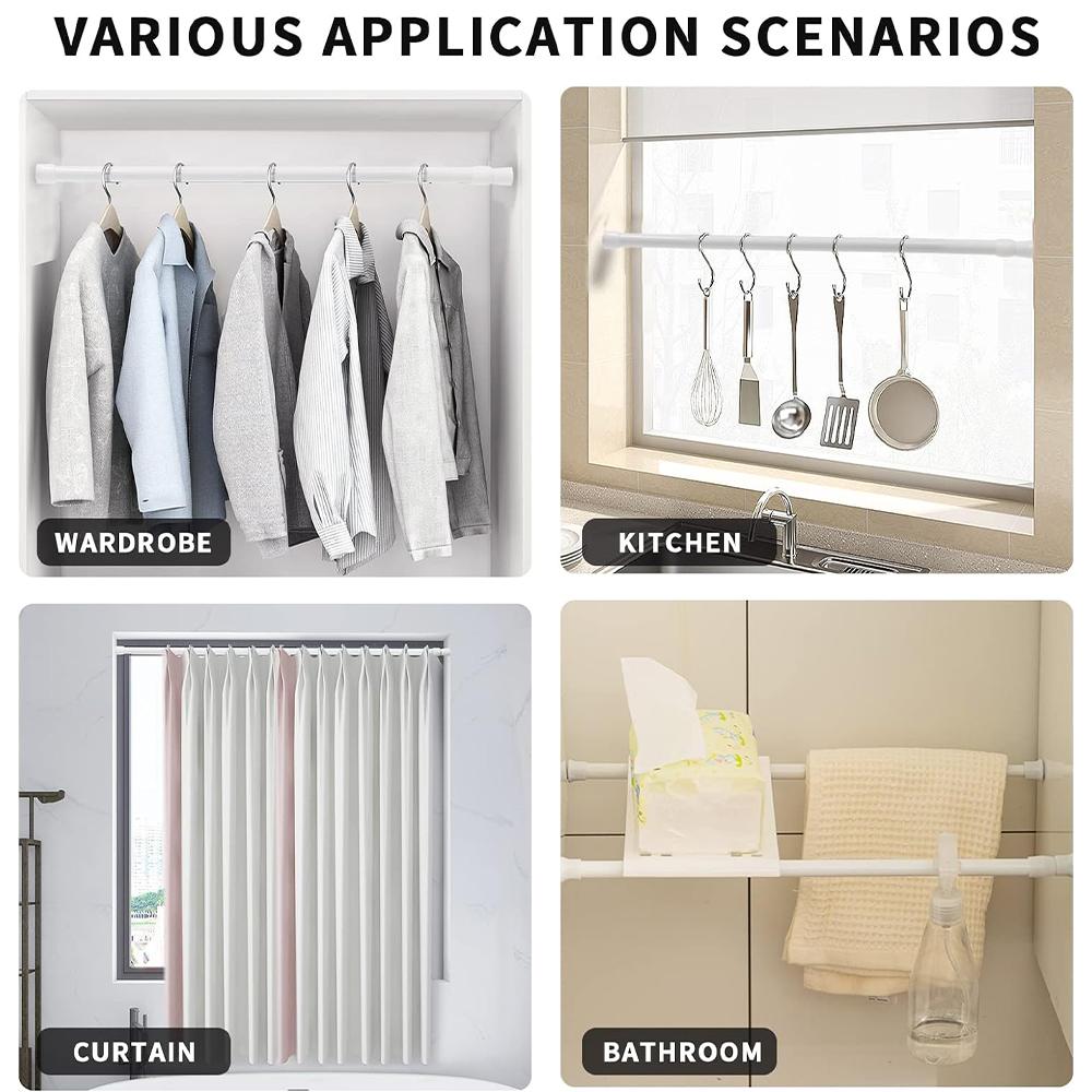 Multifunctional Warm Season Loaded Extendable Telescopic Rod Adjustable Curtain Rail Pole Household Hanging Rods for Window Bathroom