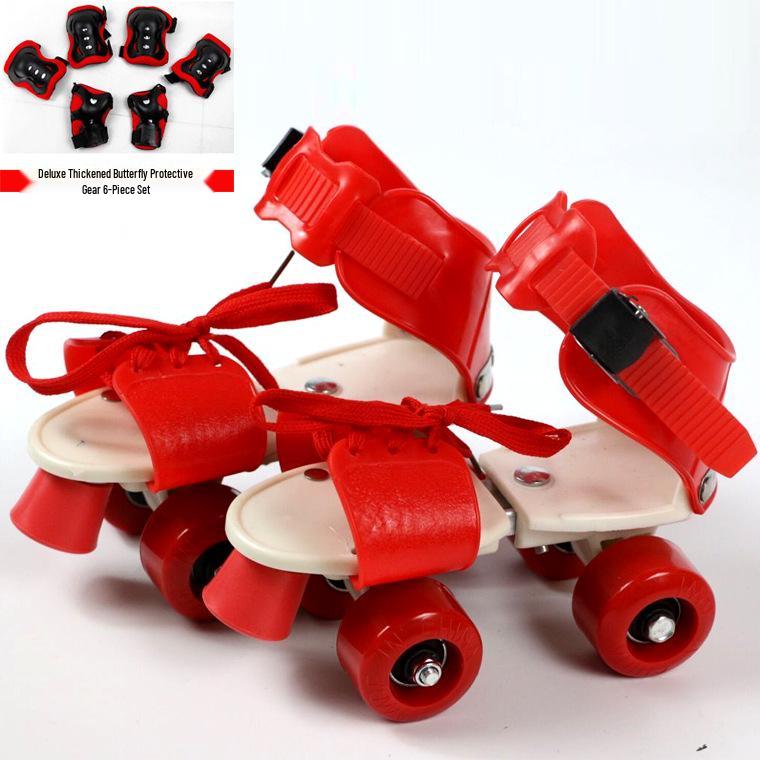 Children's Double-Row Four-Wheel Roller Skates with Protective Gear