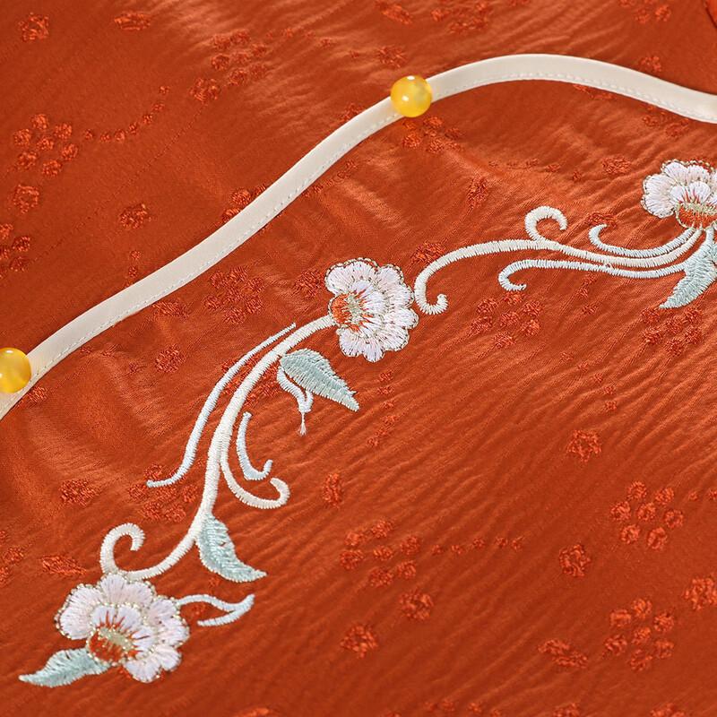 Mädchen-Set: Besticktes Oberteil im chinesischen Stil & Faltenrock
