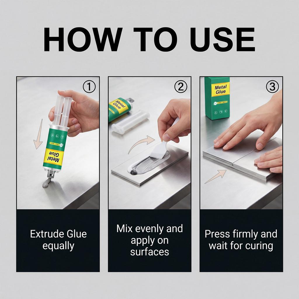 Metal Glue Epoxy Adhesive 50G Two Component Strong Bonding Kit for Metal Plastic Ceramic Wood Repair and Industrial Use