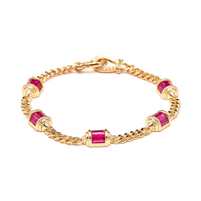 Bracelet - LUXENTER - Kansha - Zircone rubis - Plaqué or 18K - Couleur rouge