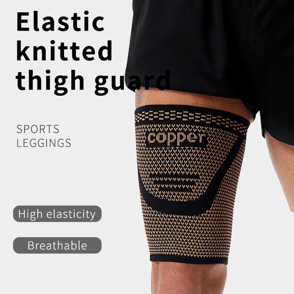 1/2Pcs Copper Fiber Thigh Support High-Elastic Knitted Fabric Sports Sprain Ligament Strain Pressure Protection Thigh Muscles