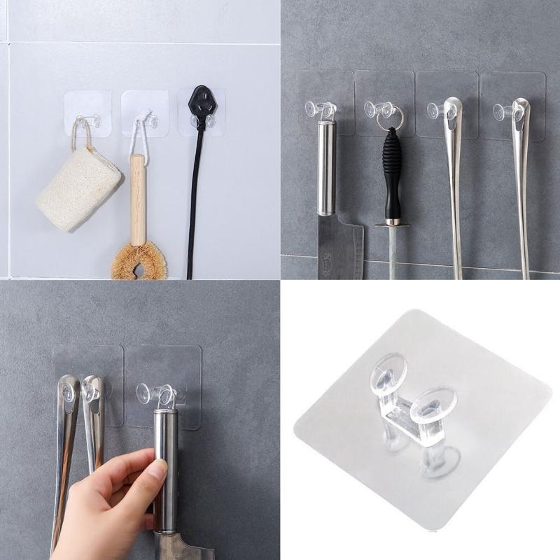 40Pcs Practical Transparent Wall Hooks Adhesive Power Plug Holders Hanging Hooks For Home And Office Use