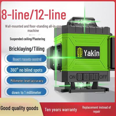 Yajin 16-Line High-Precision Green Laser Level for Wall and Ground, Outdoor-Ready.