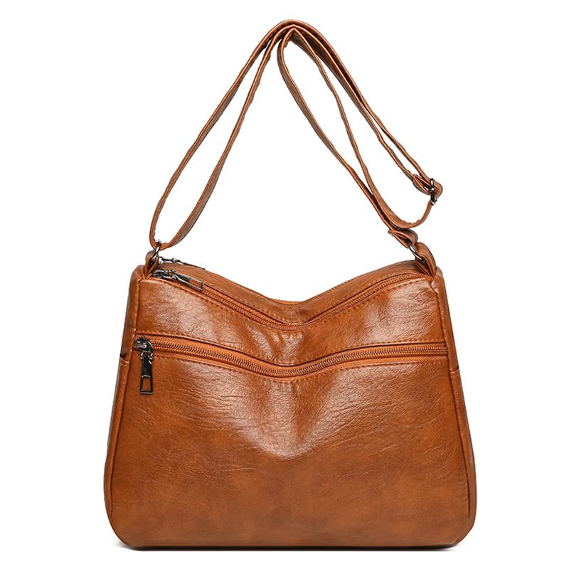 Odinė kryžinė rankinė su daug kišenių moterims, vintažinė, skirta kasdienai, ant peties, vidutinio amžiaus mamai, tinkama kasdieniam važiavimui į darbą, darbui, apsipirkinėjimui