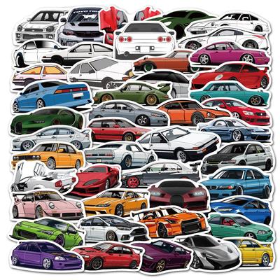 50 ks Kreslené JDM Závodní Auto Oblíbené Graffiti Samolepky DIY Cestovní Zavazadla Kytara Vodotěsné Obtisky