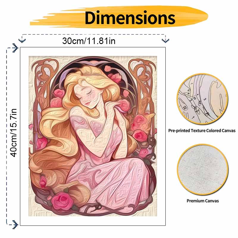Disney Rapunzel Art Painting Kit Home Wall Decor Handmade Gift Princess Floral Portrait DIY Canvas Craft Decorative Artwork For Bedroom