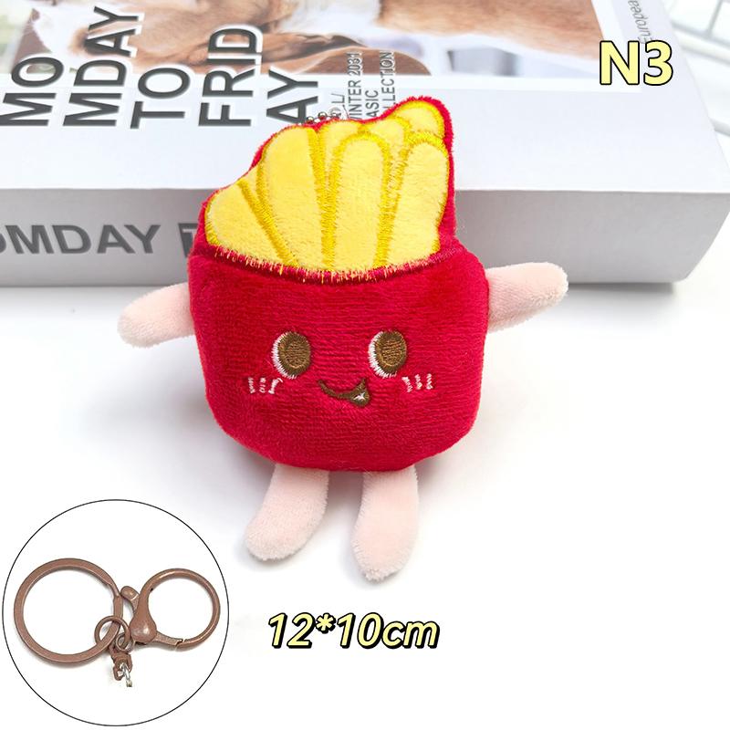 Cute And Creative French Fries Hamburger Figurine Hanging Backpack Couple'S Plush Hanging Decoration Car Keychain