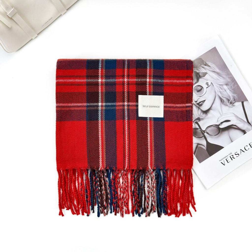 1116 New Korean plaid scarf women's winter senior sense versatile warm scarf student couple shawl dual-purpose