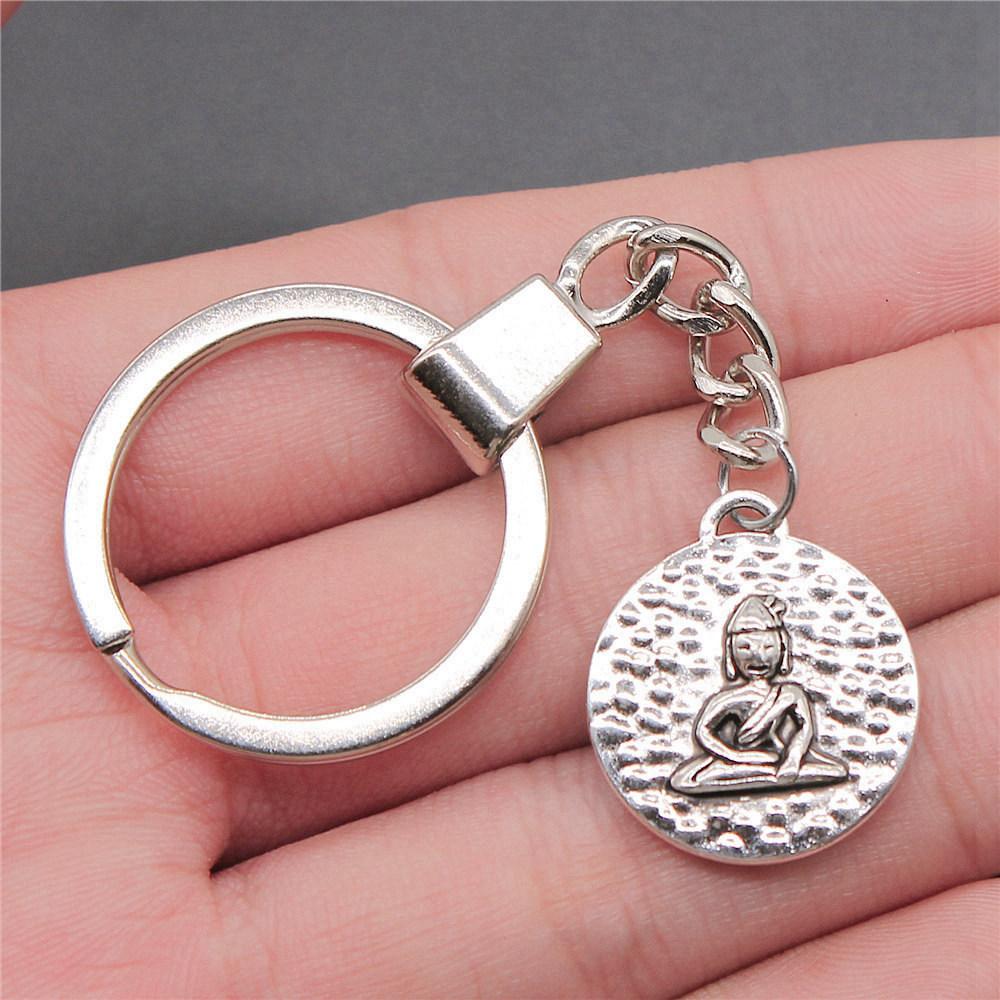Chiefs Pharaohs Buddha Spiritual Amulet Pendant Antique Bronze Metal Keychain with 30mm Ring for Couples