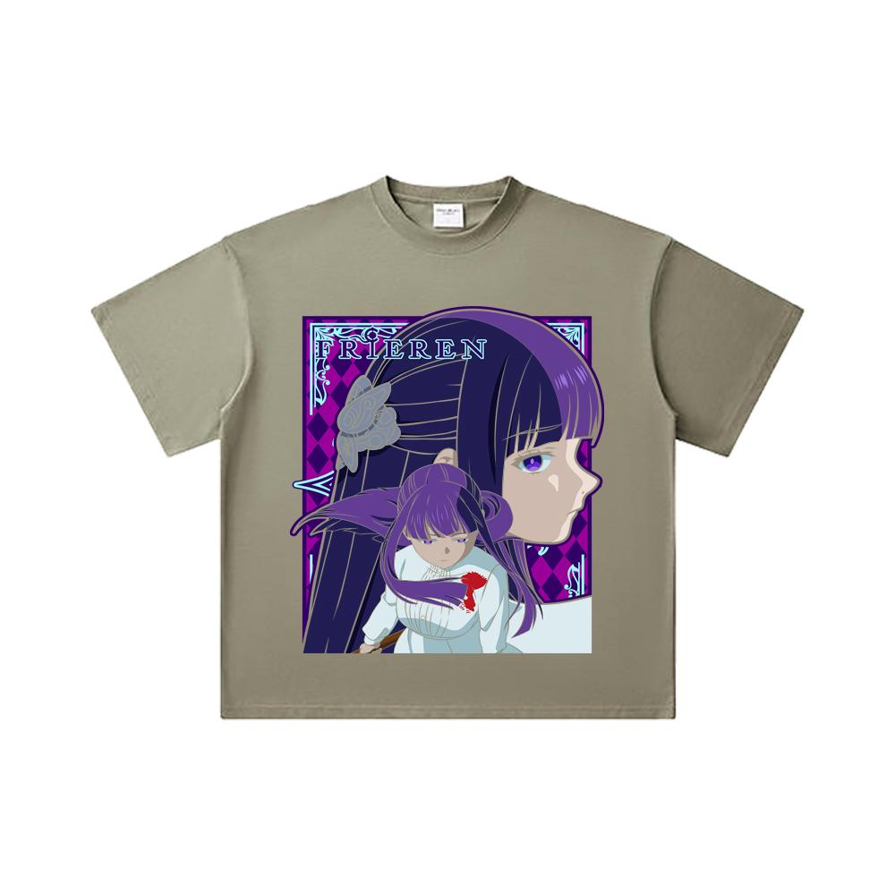 260 GSM Doppelgarn 32 Zähl Garn 100% Baumwolle Frieren V6 Fern Print Unisex Schweres Baumwoll T-Shirt