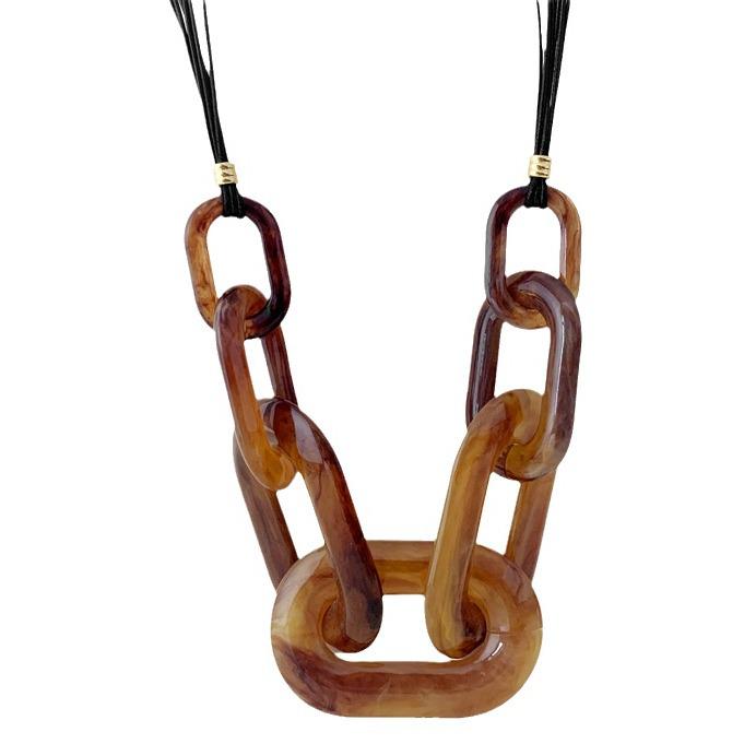 Vintage Resin Chain Leather Rope Necklace: A Unique Blend of European and American Design with Chinese Retro Flair