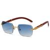 Europe and the United States popular sunglasses light luxury fashion sunglasses frameless rectangular retro pilot sunglasses men and women