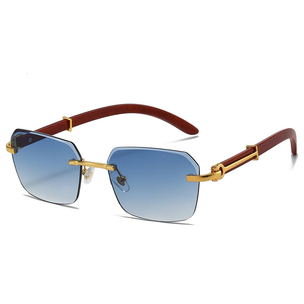 Europe and the United States popular sunglasses light luxury fashion sunglasses frameless rectangular retro pilot sunglasses men and women