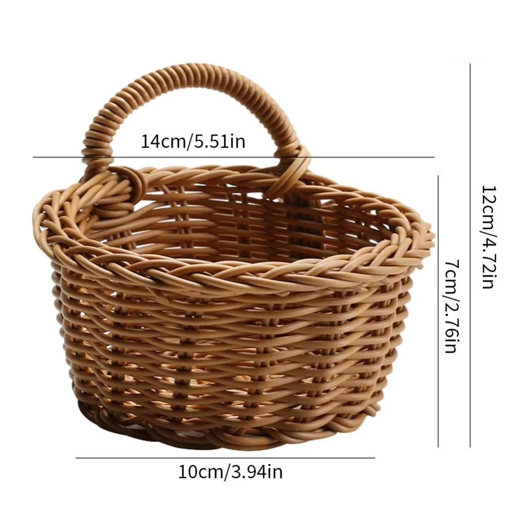 New Hand-woven Kitchen Storage Basket With Handle Woven Hanging Baskets For Fruit Sundries Organizer Plant Decoration Wall Baske
