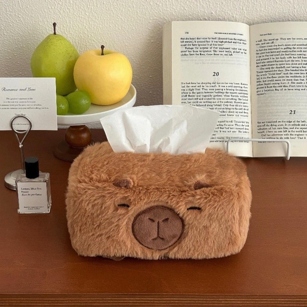 Rectangle Paper Roll Holder Plush Carpybra Roll Storage Holder Funny Tissue Basket  Decoration