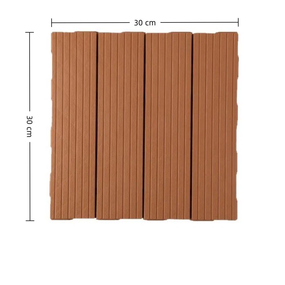 30x30cm Trädgårdsgolvplattor PVC Konstgjorda Golvplattor Vattentäta Korrosionsbeständiga Trägolv för Balkong Bakgård