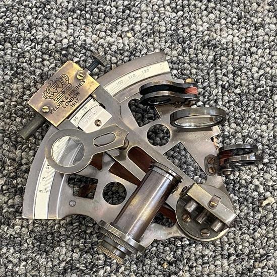 Solid Brass Nautical Ship Instrument Astrolabe Marine Sextant with Leather Box Maritime