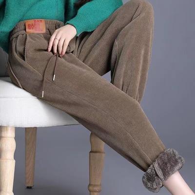 2025 New Thick Women's Plush Pants Winter New Loose Versatile Extra Thick Warm Pants Extra Thick Lamb Fleece Women's Harlan Pants