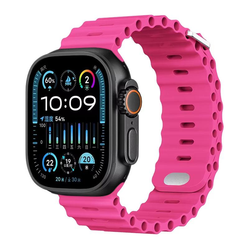 Silicone Ocean Strap For Apple Watch Band Ultra 3/2 49mm 46mm 45mm 42mm 44mm 41mm Sports Bracelet iWatch 11 10 9 8 7 6 5 SE band