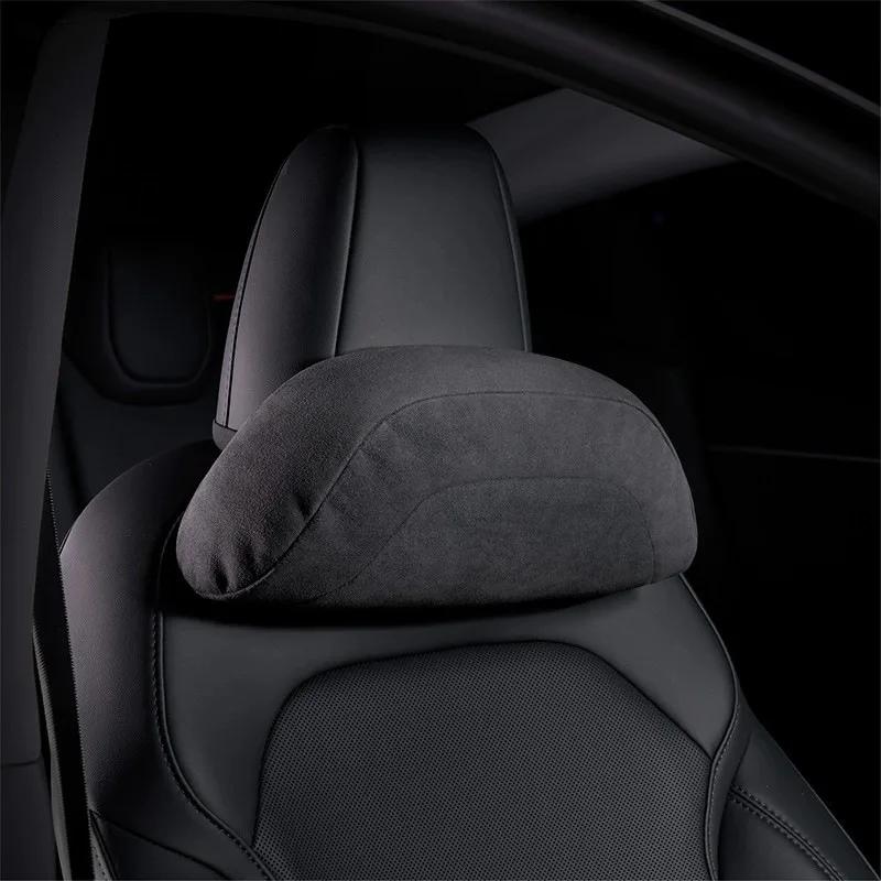 Comfortable Headrest Neck Pillow for Tesla Model 3/Y/3+ Model Y Juniper 2025 Accessories Car Suede Neck Pillow for Traveling