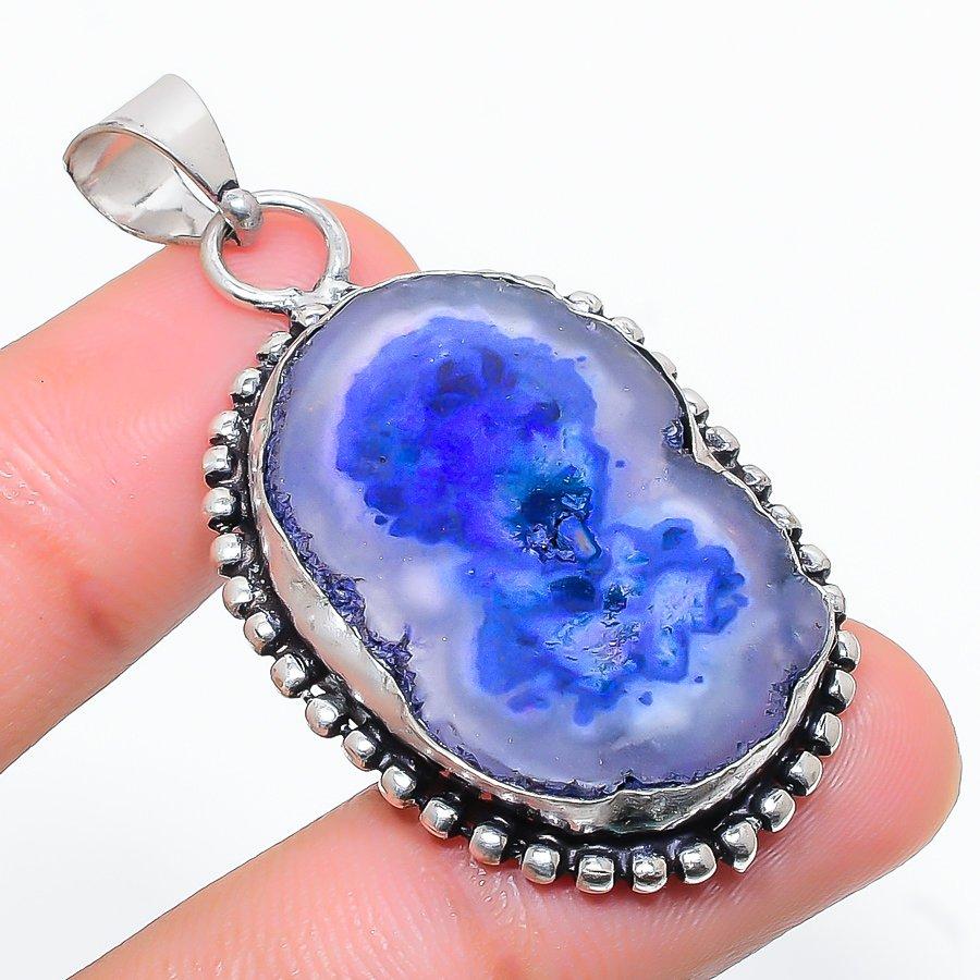 

Natural Blue Solar Quartz Gemstone 925 Sterling Silver Pendant 1.97 E5j58