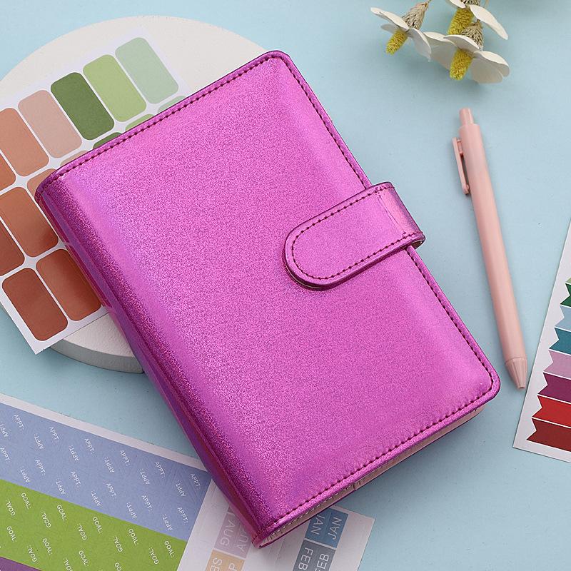 2022 Macaron A6 6 Ring Loose Leaf Journal Notebook PU Leather Notebook Zipper Budget Binder Notebooks Ring Binder